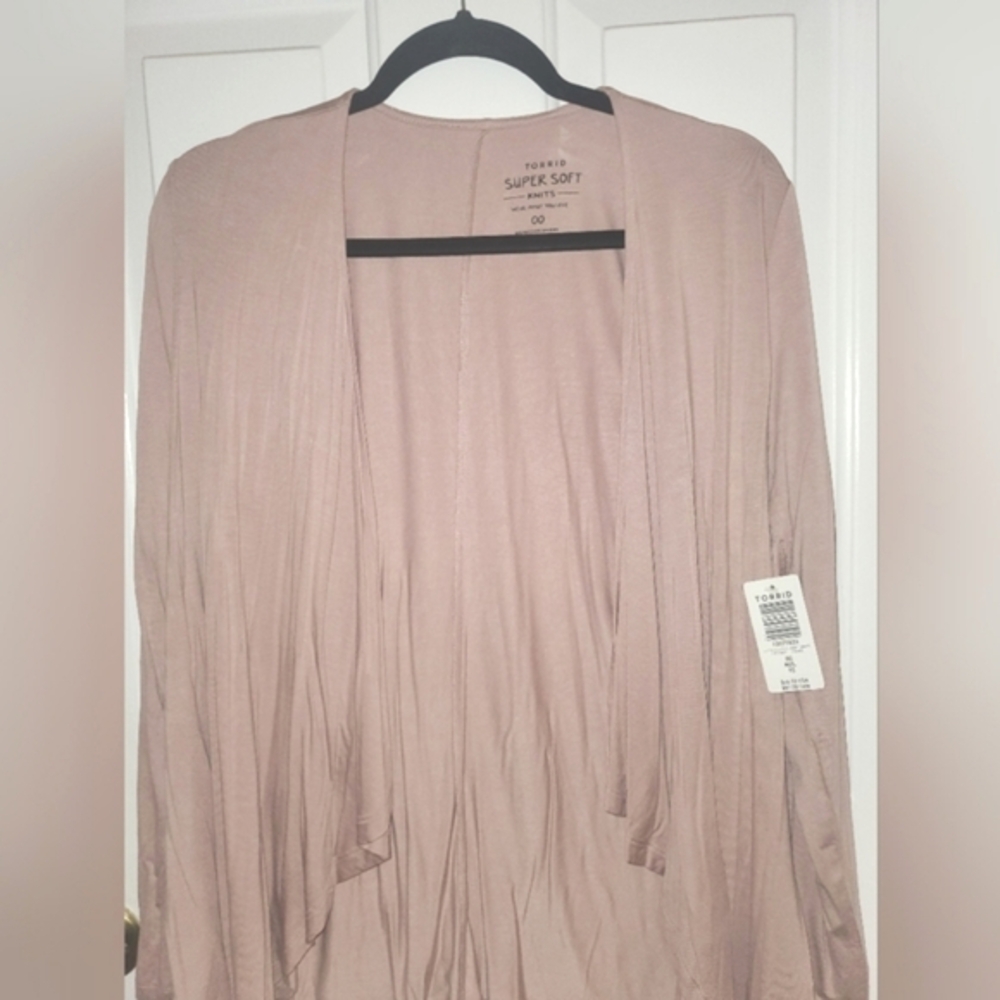 Torrid Blush Open-Front Draped Cardigan